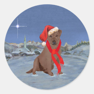 Chocolate Labrador Retriever Christmas Classic Round Sticker