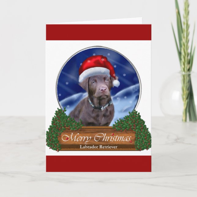 Chocolate Labrador Retriever Christmas Gifts Holiday Card (Front)