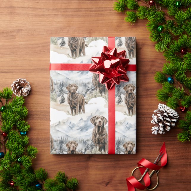 Chocolate Labrador Retriever Christmas Wrapping Paper (Holiday Gift)