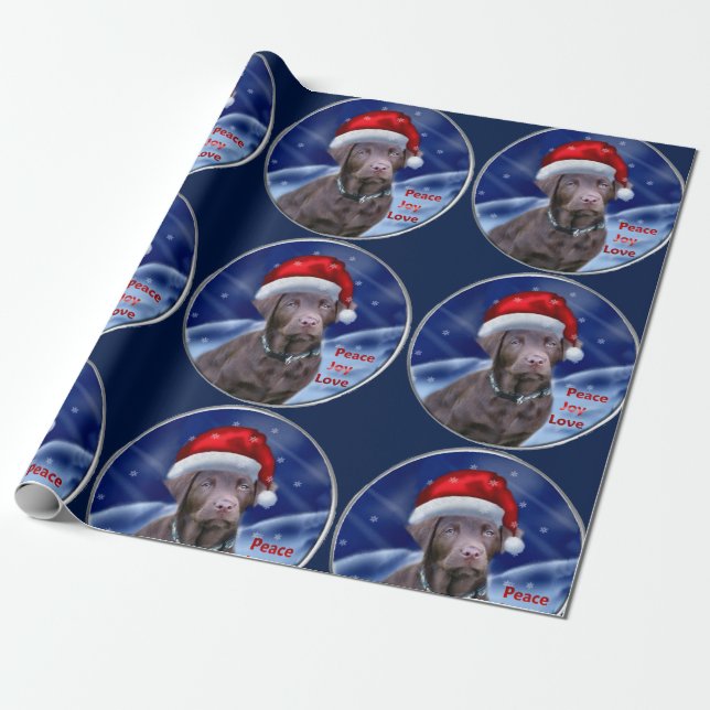 Chocolate Labrador Retriever Christmas Wrapping Paper (Unrolled)
