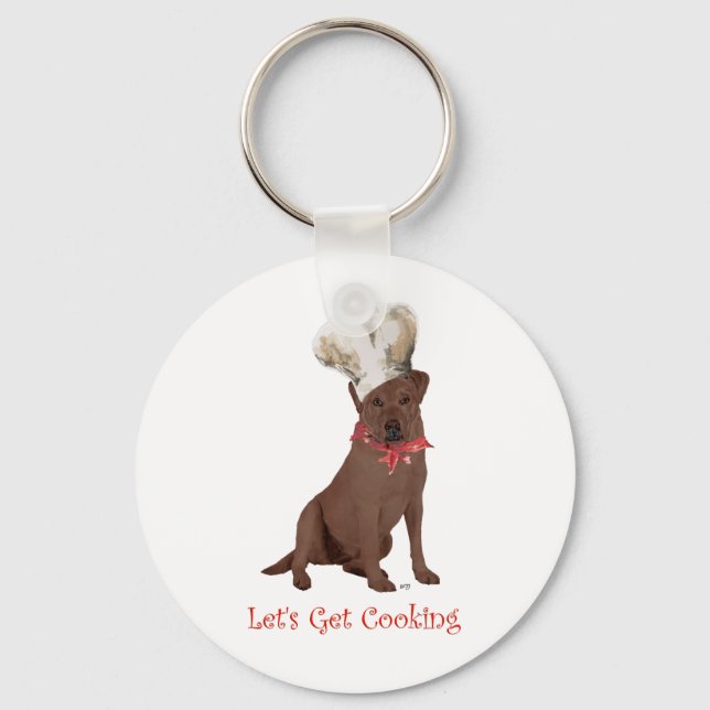 Chocolate Labrador Retriever Cooking Key Ring (Front)