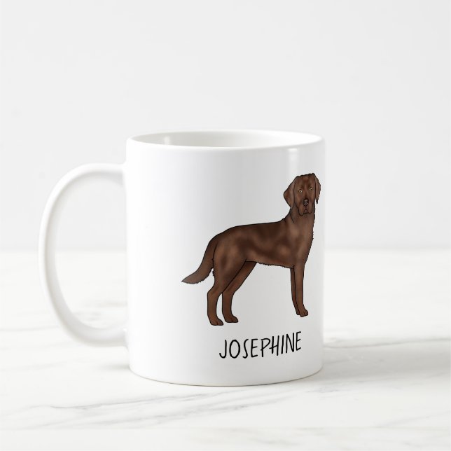 Chocolate Labrador Retriever Cute Lab Custom Name Coffee Mug (Left)