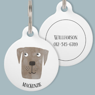 Chocolate Labrador Retriever Dog Art Custom Name Pet Tag