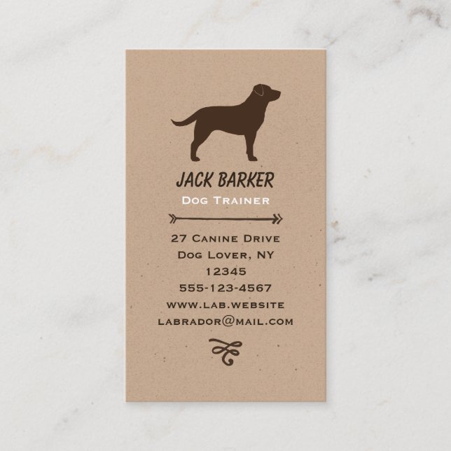 Chocolate Labrador Retriever Dog Breed Silhouette Business Card (Front)