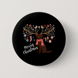 Chocolate Labrador Retriever Dog Christmas 6 Cm Round Badge