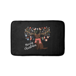 Chocolate Labrador Retriever Dog Christmas Bath Mat