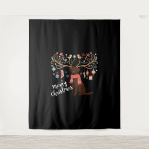 Chocolate Labrador Retriever Dog Christmas Tapestry