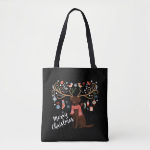Chocolate Labrador Retriever Dog Christmas Tote Bag