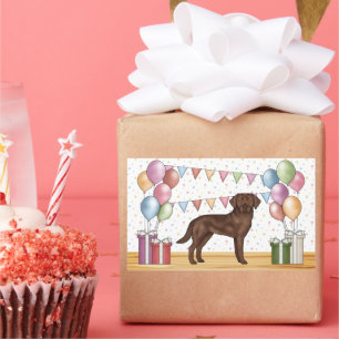 Chocolate Labrador Retriever Dog Colourful Birthda Rectangular Sticker