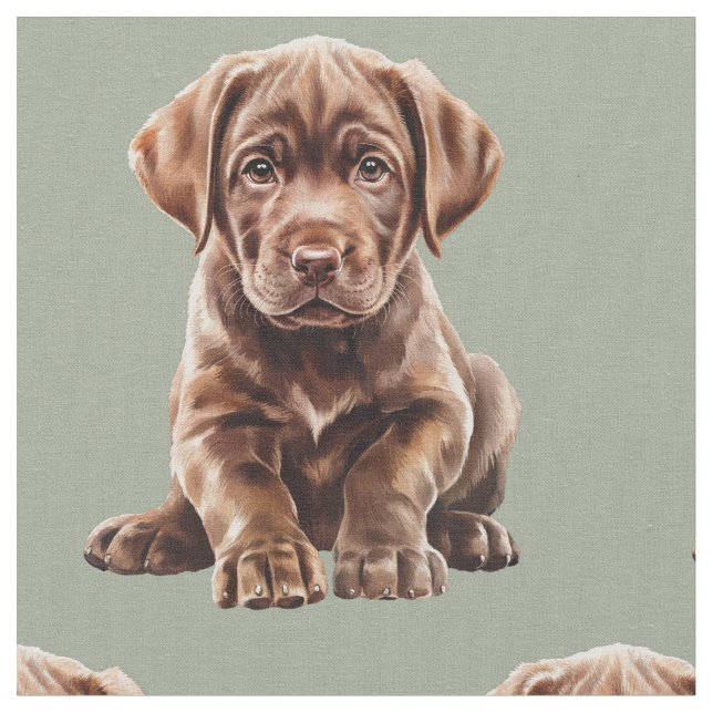 Chocolate Labrador Retriever Dog  Fabric (Close Up)