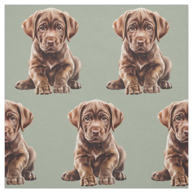 Chocolate Labrador Retriever Dog  Fabric (Swatch)