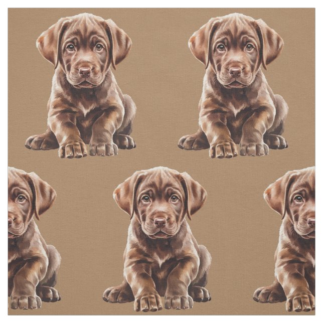 Chocolate Labrador Retriever Dog Fabric (Swatch)
