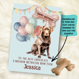 Chocolate Labrador Retriever Dog Mum/Dad Birthday  Card
