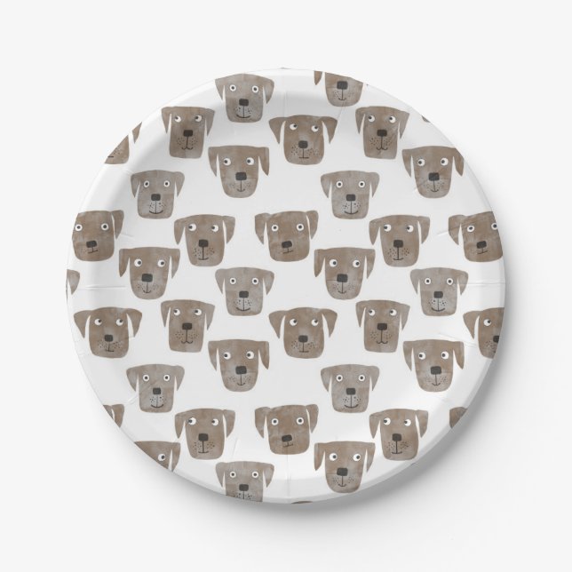 Chocolate Labrador Retriever Dog Pattern Cute Paper Plate (Front)