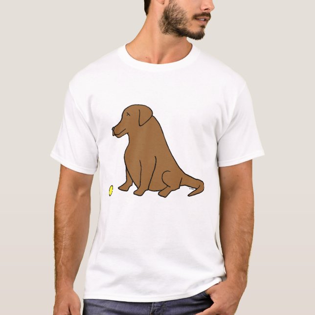 Chocolate Labrador Retriever Funny Dog Cartoon T-Shirt (Front)
