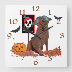 Chocolate Labrador Retriever Halloween Square Wall Clock