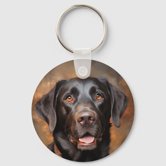 Chocolate Labrador Retriever  Key Ring (Front)