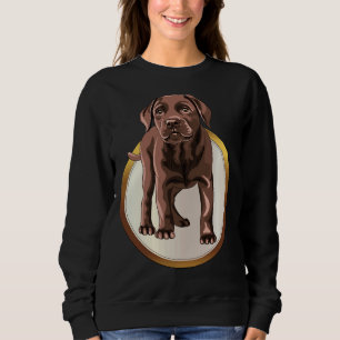 Chocolate Labrador Retriever On A White Gold Medal Sweatshirt
