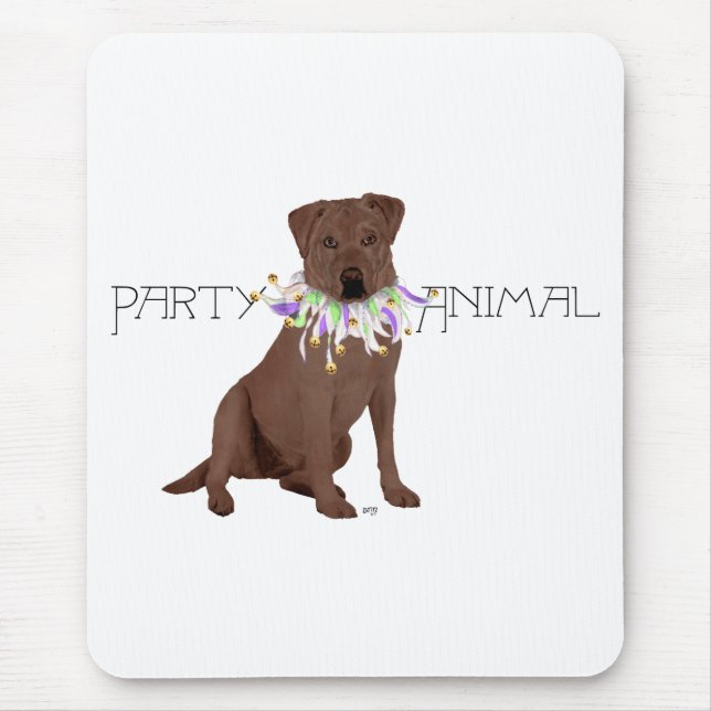 Chocolate Labrador Retriever Party Mouse Pad (Front)