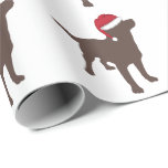 Chocolate Labrador Retriever Santa Hat Christmas Wrapping Paper<br><div class="desc">Labrador retriever .. chocolate / choc .. wearing a red Santa hat .. dog lover themed Christmas wrapping paper from Ricaso (other colours available in store)</div>