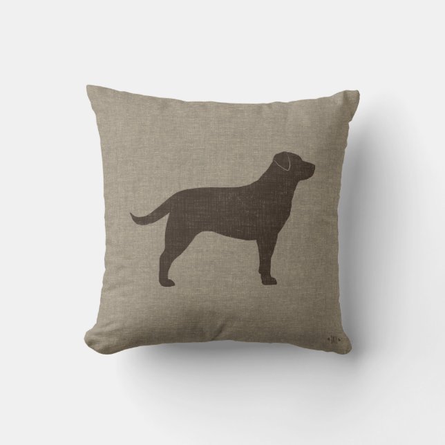 Chocolate Labrador Retriever Silhouette Dog Breed Cushion (Front)