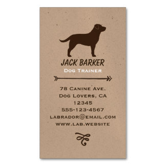 Chocolate Labrador Retriever Silhouette Magnetic Business Card