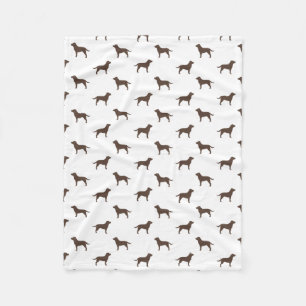 Chocolate Labrador Retriever Silhouettes Pattern Fleece Blanket