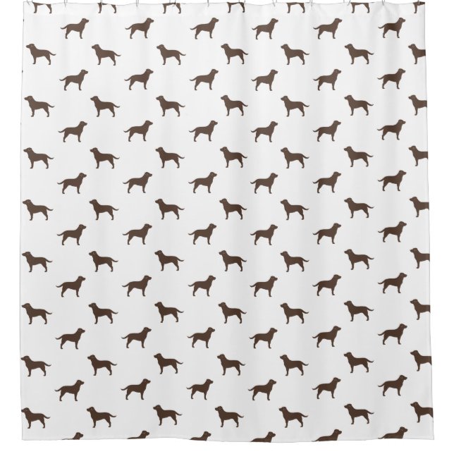 Chocolate Labrador Retriever Silhouettes Pattern Shower Curtain (Front)