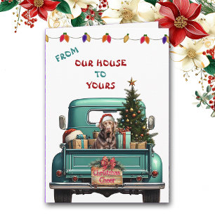 Chocolate Labrador Retriever Truck Christmas Card