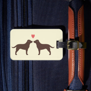 Chocolate Labrador Retrievers with Heart Luggage Tag