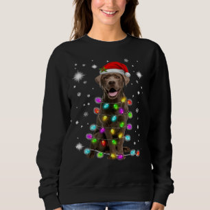 Chocolate Labrador Santa Hat Christmas Fairy Light Sweatshirt
