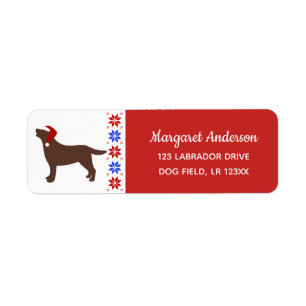 Chocolate Labrador Silhouette Santa Christmas Red