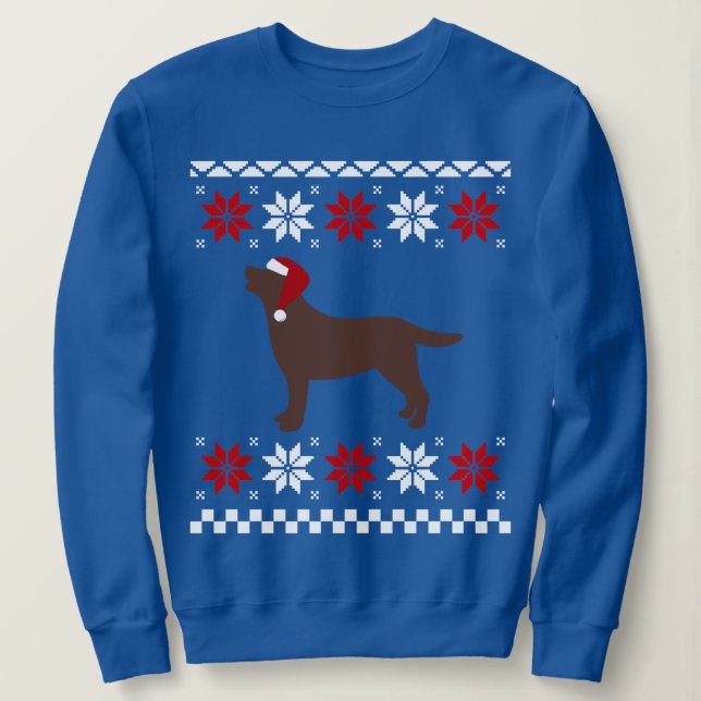 Chocolate Labrador Silhouette Santa Christmas Sweatshirt (Design Front)