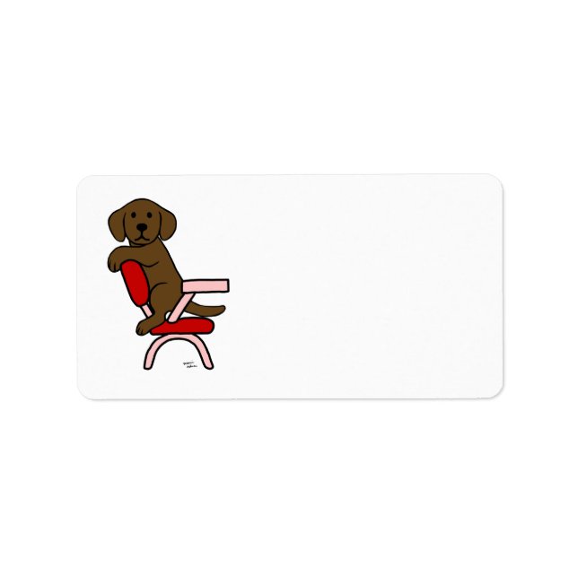 Chocolate Labrador Student 3 Cartoon Label (Front)