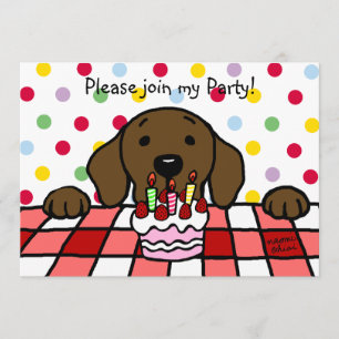 Chocolate Labrador watching you Birthday Invitation