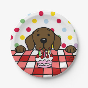 Chocolate Labrador watching you Birthday Paper Plate
