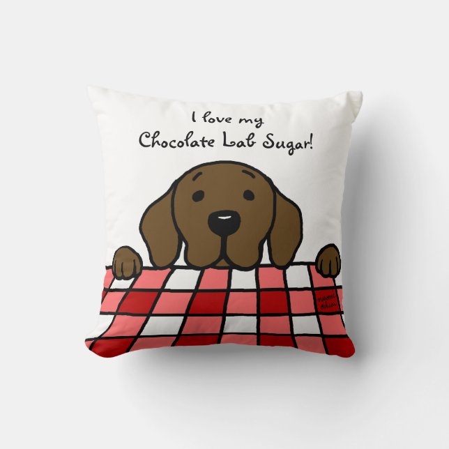 Chocolate Labrador watching you Kitchen Cushion (Front)