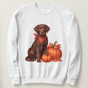 Chocolate Labrador with Red Bandanna by Pumpkins Sweatshirt