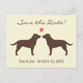 Chocolate Labradors Dogs Wedding Save the Date Announcement Postcard