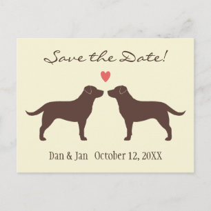 Chocolate Labradors Dogs Wedding Save the Date Announcement Postcard