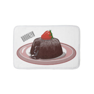 Chocolate lava cake cartoon illustration  bath mat