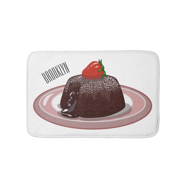 Chocolate lava cake cartoon illustration  bath mat (Front)