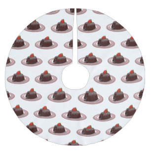 Chocolate lava cake cartoon illustration  brushed polyester tree skirt