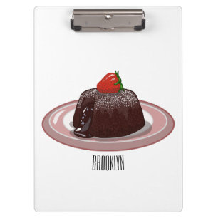 Chocolate lava cake cartoon illustration clipboard