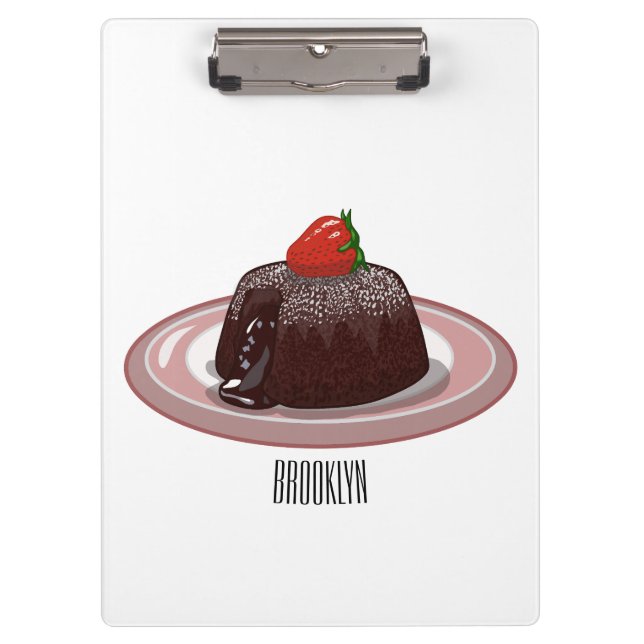 Chocolate lava cake cartoon illustration  clipboard (Front)