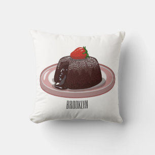 Chocolate lava cake cartoon illustration  cushion