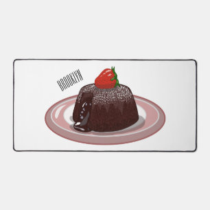 Chocolate lava cake cartoon illustration desk mat