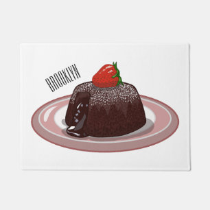 Chocolate lava cake cartoon illustration  doormat