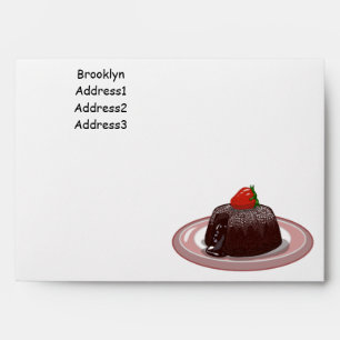 Chocolate lava cake cartoon illustration envelope