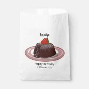 Chocolate lava cake cartoon illustration favour bags